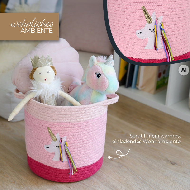 Aufbewahrungskorb aus Baumwolle, Einhorn, HMF 39020-30CM-EIN, 30,5 x 30,5 cm