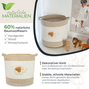 HMF Aufbewahrungskorb mit Griffen für Kinderzimmer aus Baumwolle mit Elefantenmotiv