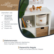 HMF Aufbewahrungskorb mit Griffen für Kinderzimmer aus Baumwolle mit Elefantenmotiv