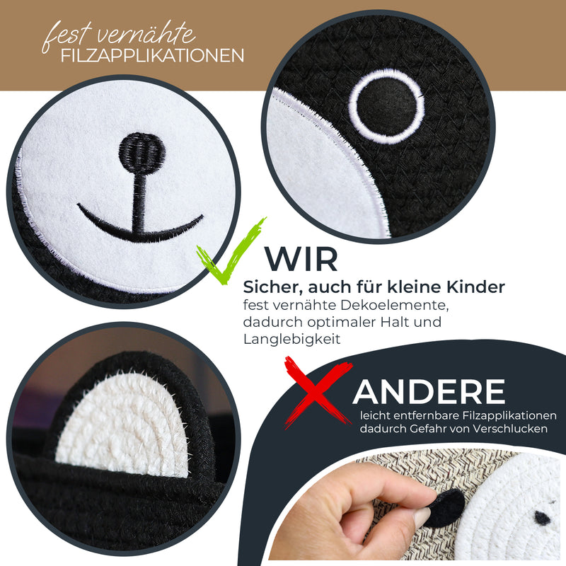 Aufbewahrungskorb mit versteckten Griffen, Korb für Kinderzimmer aus Baumwolle, Bär, HMF 39021, 30 x 24 cm
