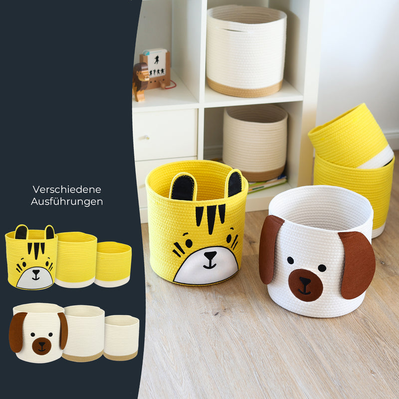 Aufbewahrungskorb aus Baumwolle, 3er Set, Tiger, HMF 39022-TIG