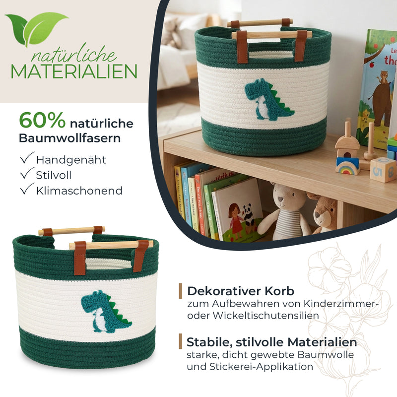 Aufbewahrungskorb aus Baumwolle, Dinosaurier, HMF 39023-DIN, 30 x 24 cm