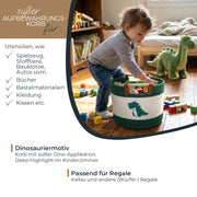 Aufbewahrungskorb aus Baumwolle, Dinosaurier, HMF 39023-DIN, 30 x 24 cm
