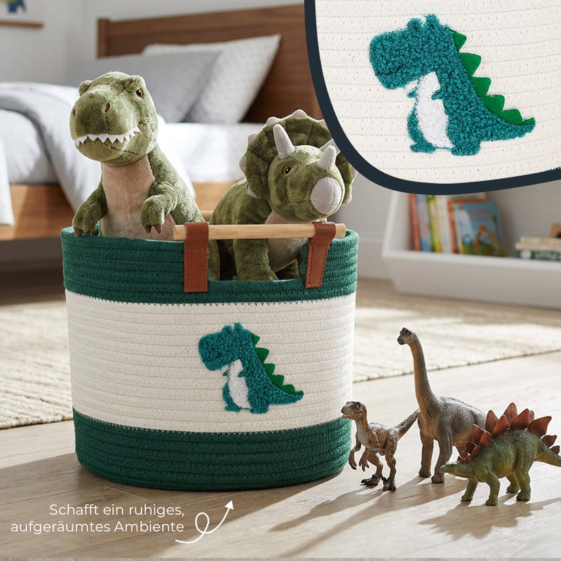 Aufbewahrungskorb aus Baumwolle, Dinosaurier, HMF 39023-DIN, 30 x 24 cm