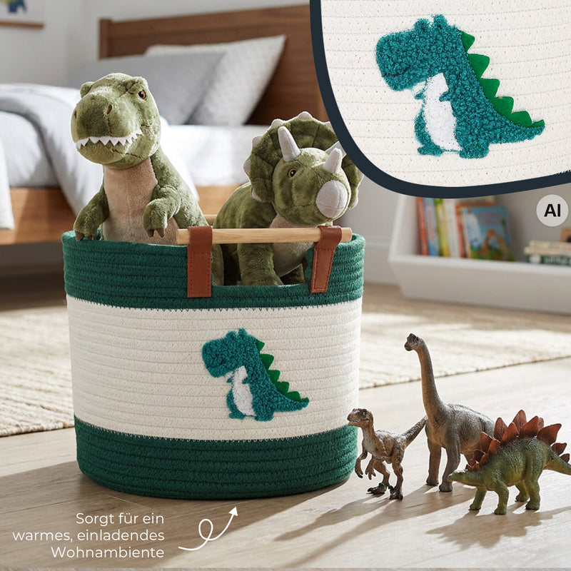 Aufbewahrungskorb aus Baumwolle, Dinosaurier, HMF 39023-DIN, 30 x 24 cm