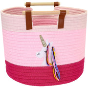 Aufbewahrungskorb aus Baumwolle, Einhorn, HMF 39023-EIN, 30 x 24 cm