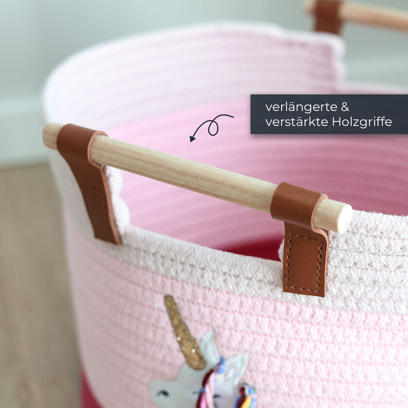 Aufbewahrungskorb aus Baumwolle, Einhorn, HMF 39023-EIN, 30 x 24 cm