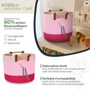 Aufbewahrungskorb aus Baumwolle, Einhorn, HMF 39023-EIN, 30 x 24 cm