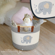 Aufbewahrungskorb aus Baumwolle, Elefant, HMF 39023-ELE, 30 x 24 cm