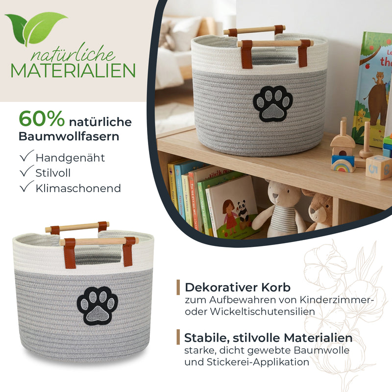 Aufbewahrungskorb aus Baumwolle, Hundepfote, HMF 39023-HUN, 30 x 24 cm