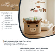 Aufbewahrungskorb mit Griffen für Kinderzimmer aus Baumwolle Kuh