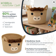Aufbewahrungskorb mit Griffen für Kinderzimmer aus Baumwolle Kuh