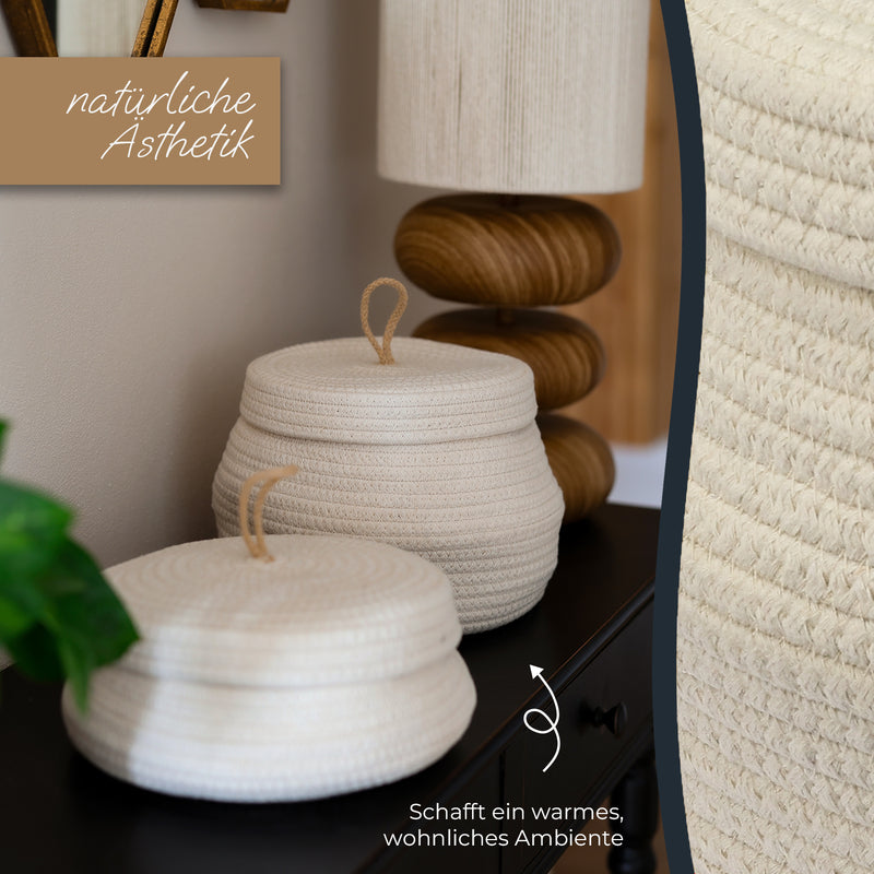 HMF Aufbewahrungskorb mit Deckel 25,5 x 11,5 cm in Creme