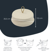 HMF Aufbewahrungskorb mit Deckel 25,5 x 11,5 cm in Creme