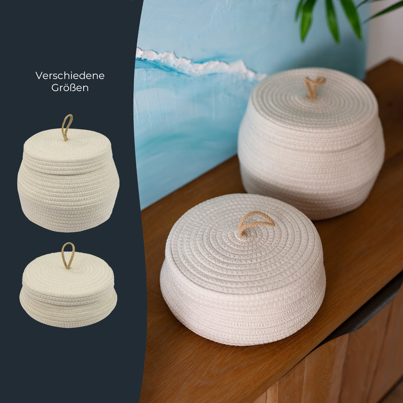 HMF Aufbewahrungskorb mit Deckel 25,5 x 19 cm in Creme