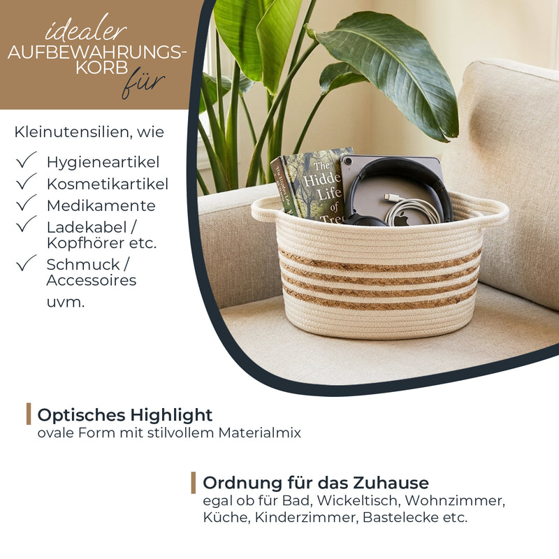 HMF Aufbewahrungskorb mit verlängerten Griffen | 39080-01 | 2er Set | 30 x 22 x 19 cm | Weiß