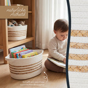 HMF Aufbewahrungskorb mit verlängerten Griffen | 39080-01 | 2er Set | 30 x 22 x 19 cm | Weiß