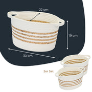 HMF Aufbewahrungskorb mit verlängerten Griffen | 39080-01 | 2er Set | 30 x 22 x 19 cm | Weiß