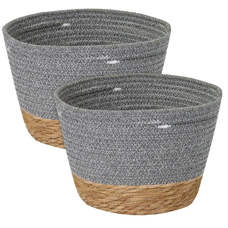 Aufbewahrungskorb mit versteckten Griffen in Grau, 27 x 19 cm