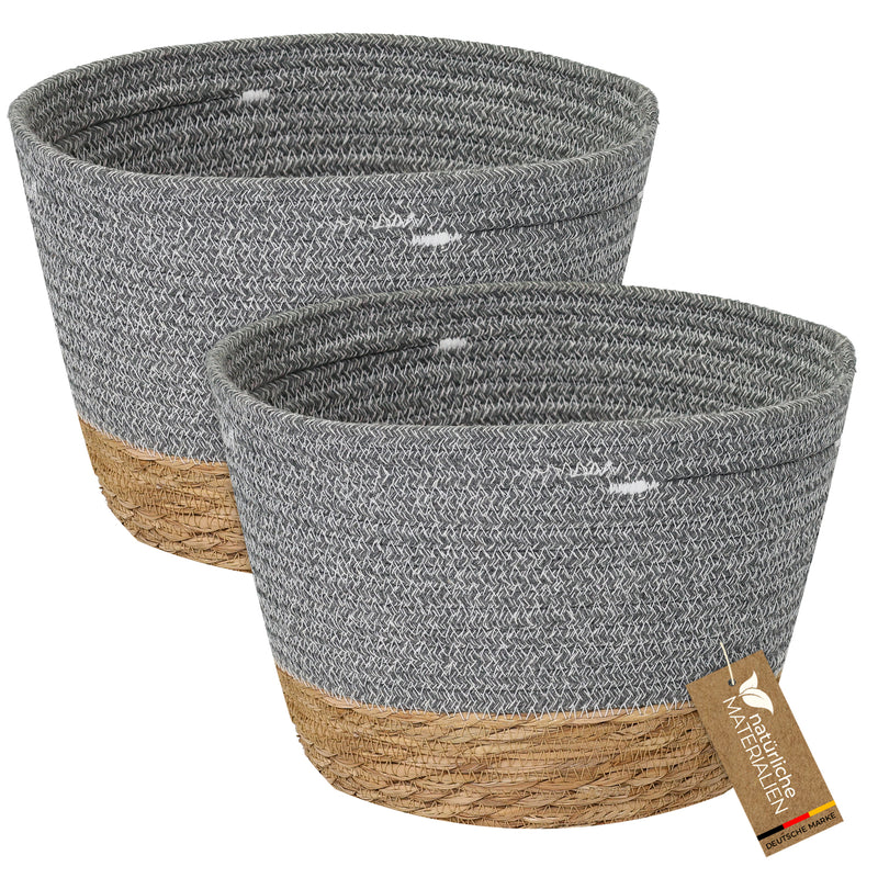 Aufbewahrungskorb mit versteckten Griffen in Grau, 27 x 19 cm