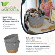 Aufbewahrungskorb mit versteckten Griffen in Grau, 27 x 19 cm