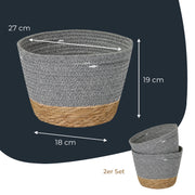 Aufbewahrungskorb mit versteckten Griffen in Grau, 27 x 19 cm