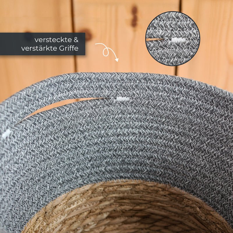 Aufbewahrungskorb mit versteckten Griffen in Grau, 27 x 19 cm