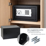 Möbeltresor mit einem Elektronikschloss von HMF mit den Maßen 31 x 20 x 20 cm in Schwarz