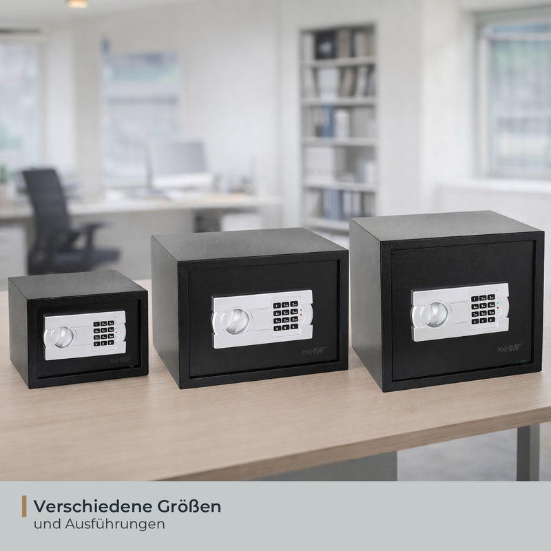 Möbeltresor mit einem Elektronikschloss von HMF mit den Maßen 31 x 20 x 20 cm in Schwarz