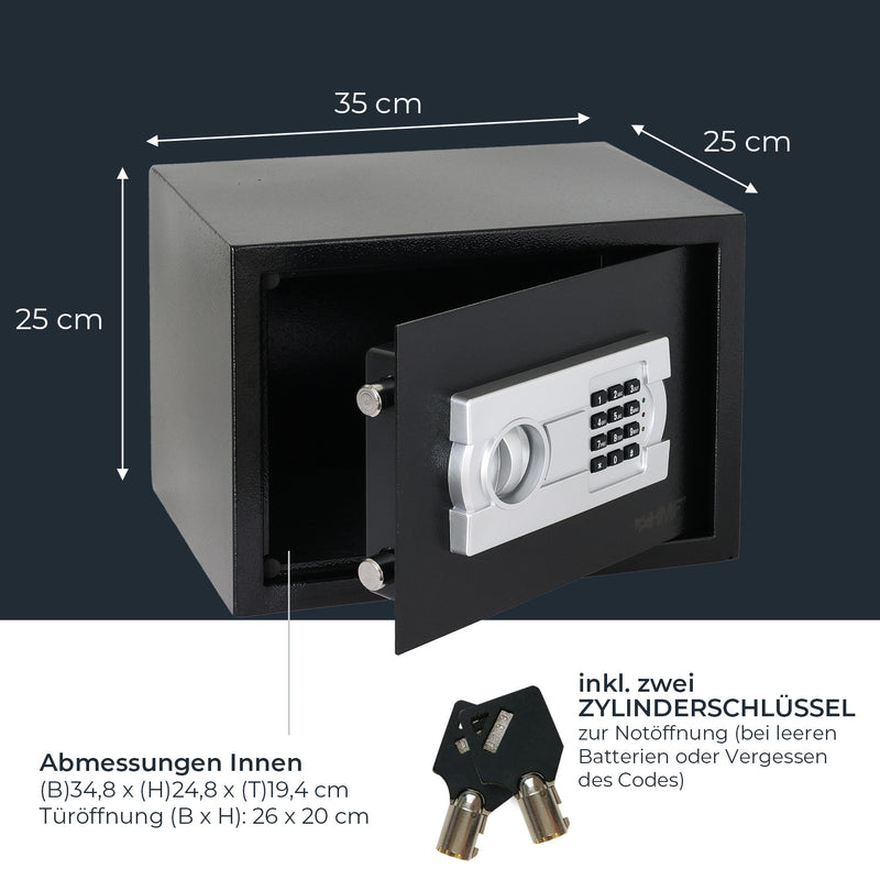 Möbeltresor mit Elektronikschloss von HMF mit den Maßen 35 x 25 x 25 cm in Anthrazit