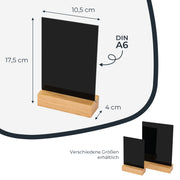 Kreidetafel mit Holzfuß als Tischaufsteller von HMF in DIN A6 Hochformat in Schwarz