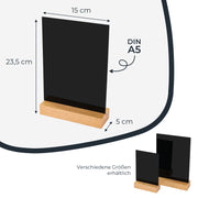 Tischaufsteller Kreidetafel mit Holzfuß HMF 4645 DIN A5 Hochformat schwarz