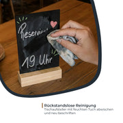 Tischaufsteller Kreidetafel mit Holzfuß HMF 4645 DIN A5 Hochformat schwarz