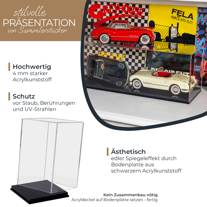 Acryl Vitrine für Modellautos Figuren HMF 46801 14 x 14 x 22 cm hoch Staubschutz
