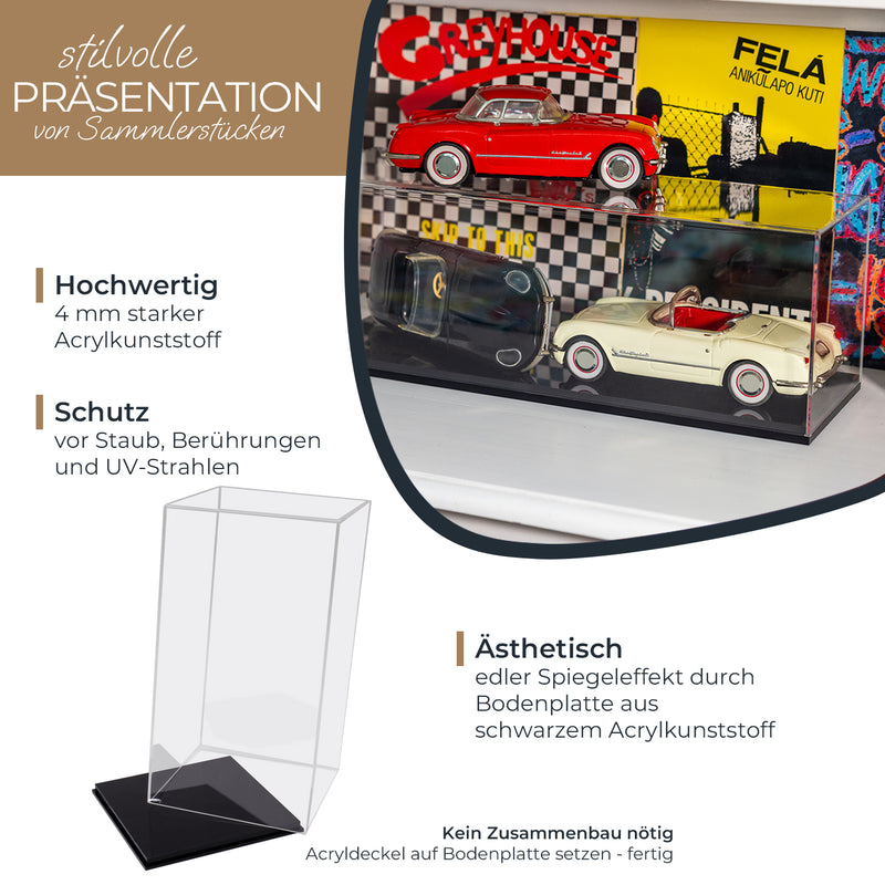 Acryl Vitrine für Modellautos Figuren HMF 46801 20 x 20 x 38 cm hoch Staubschutz