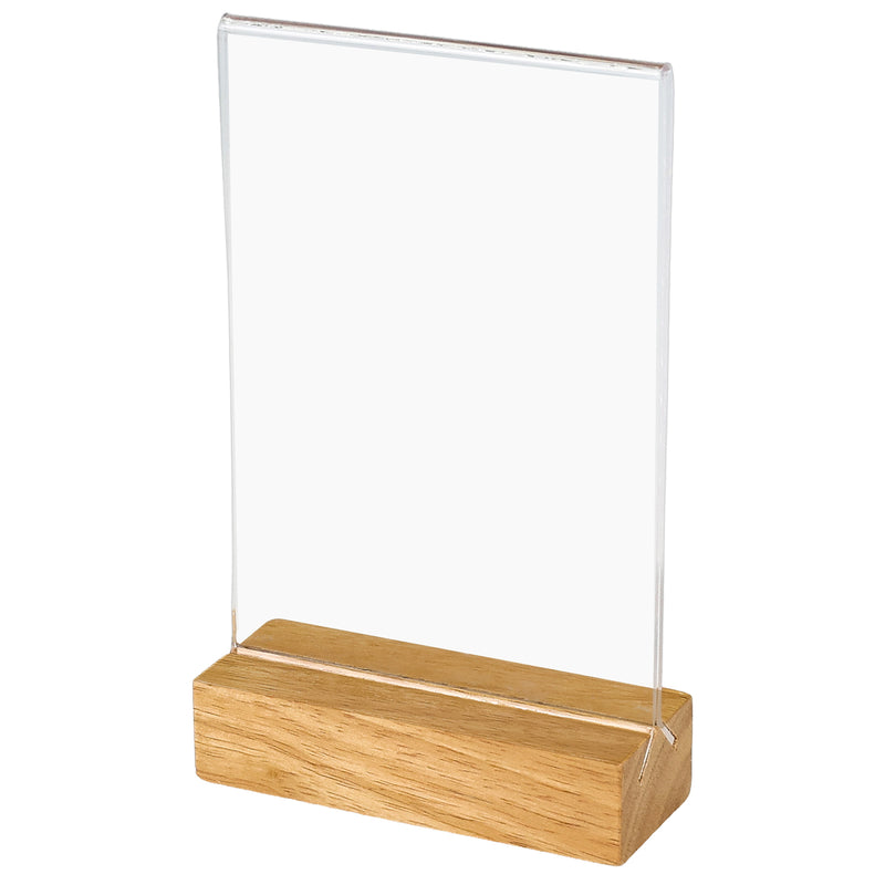 Tischaufsteller mit Holzfuß, Menükartenhalter, HMF 4694, DIN A4 A5 A6, Hoch- Quer