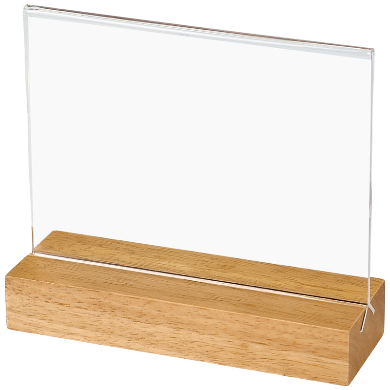 Tischaufsteller mit Holzfuß, Menükartenhalter, HMF 4694, DIN A4 A5 A6, Hoch- Quer