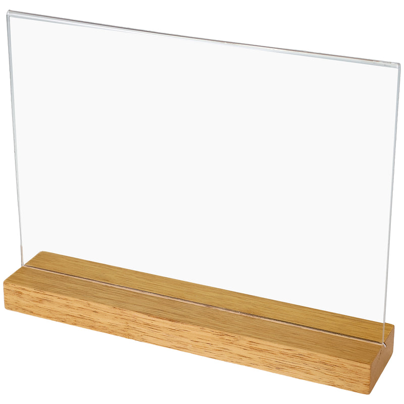 Tischaufsteller mit Holzfuß aus Acryl im Hochformat von HMF in DIN A4