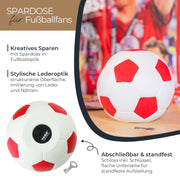Spardose im Fußball-Look von HMF mit 15 cm Durchmesser in Rot