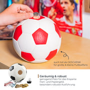 Spardose im Fußball-Look von HMF mit 15 cm Durchmesser in Blau