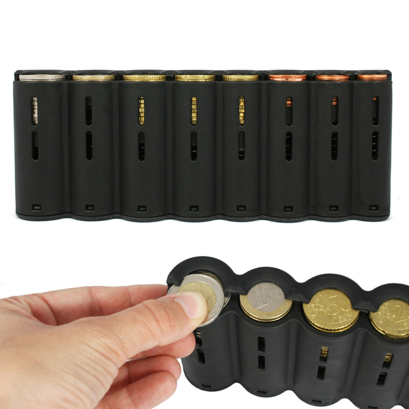 Euro-Münzsortierer 20.5 cm HMF 48820-02 für Kellnerbörse Schwarz 8 Münzrillen ideal für Restaurants