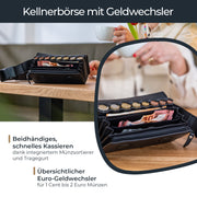 Kellnerbörse Euro-Münzsortierer Tragegurt HMF 48830-02 20.5 x 10 x 7 cm Leder