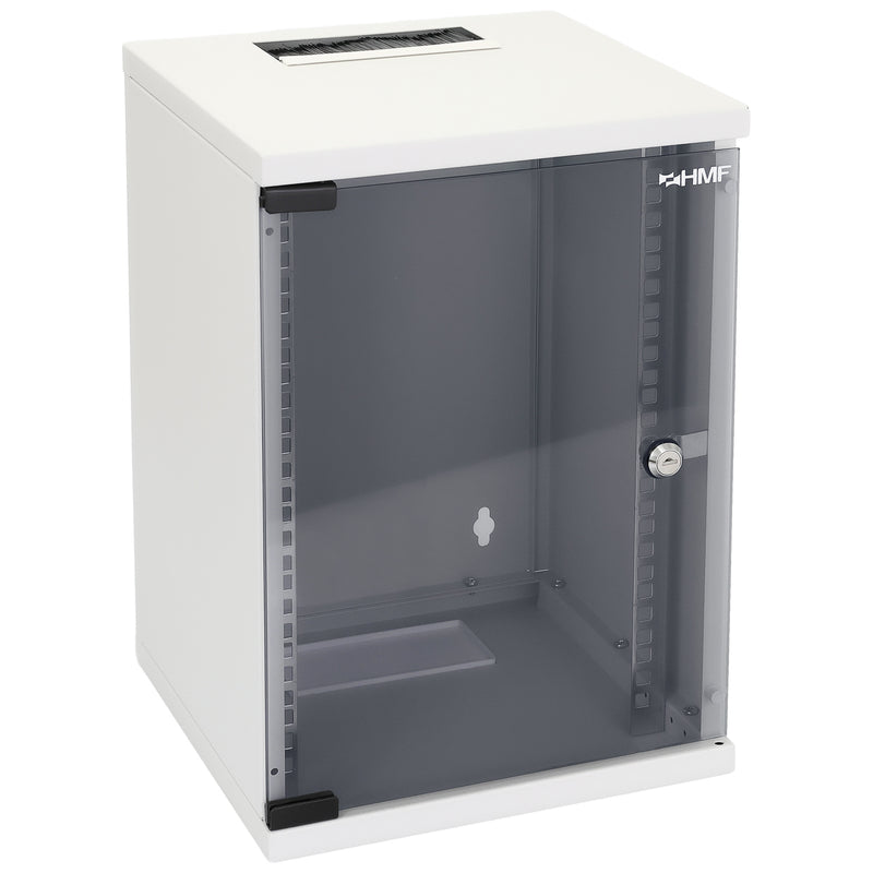 10 Zoll Serverschrank mit 9 Höheneinheiten von HMF mit 300 mm Tiefe in Lichtgrau