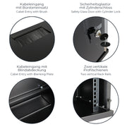 10 Zoll Serverschrank mit 12 Höheneinheiten von HMF mit 300 mm Tiefe in Schwarz
