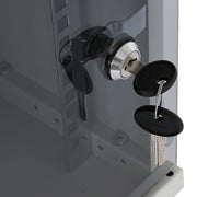 HMF Netzwerkschrank Serverschrank 10 Zoll 12 HE 300 mm Tiefe Voll montiert Glastür Lichtgrau