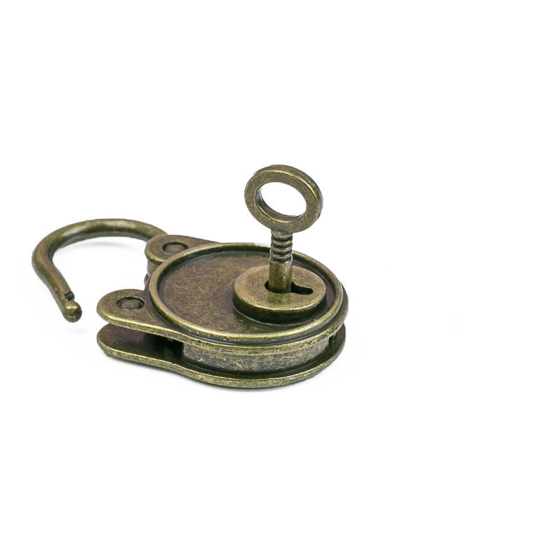 Mini Deko Vorhängeschloss mit Schlüssel HMF 6490 Rund Bronze abschließbar
