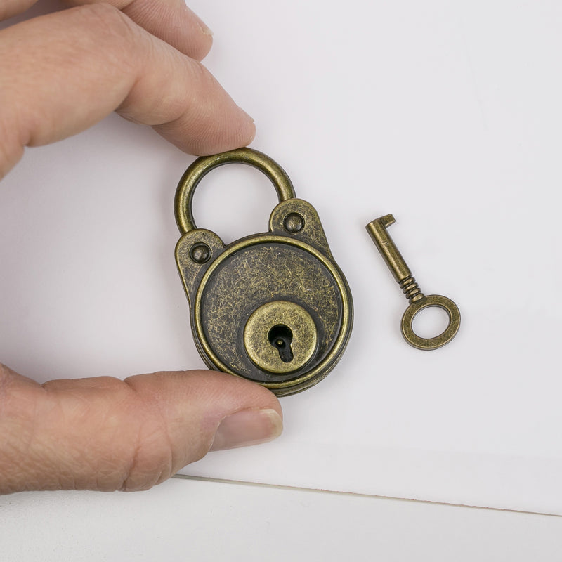 Mini Deko Vorhängeschloss mit Schlüssel HMF 6490 Rund Bronze Größe