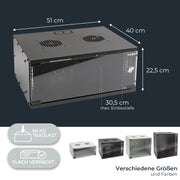 Unmontierter 19 Zoll Serverschrank von HMF mit 4 Höheneinheiten in Schwarz