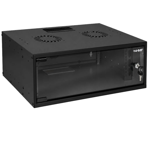 Unmontierter 19 Zoll Serverschrank von HMF mit 4 Höheneinheiten in Schwarz