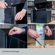Unmontierter 19 Zoll Serverschrank von HMF mit 4 Höheneinheiten in Lichtgrau